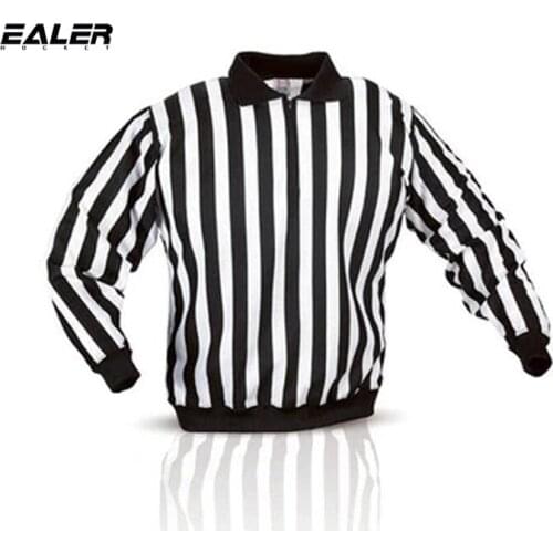 COLDOUTDOOR Ice Hockey Long Sleeve Striped chief and Side Referee/Umpire Jersey Shirt