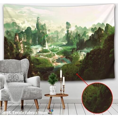 Primitive Forest Tapestry Wall Hanging Psychedelic Natural Scenery Bohemian Polyester Printing Background Cloth Decor