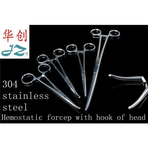JZ surgical instrument straight curved head Cook Hemostat forcep 304 stainless steel medical Blood vessel clamp with hook animal