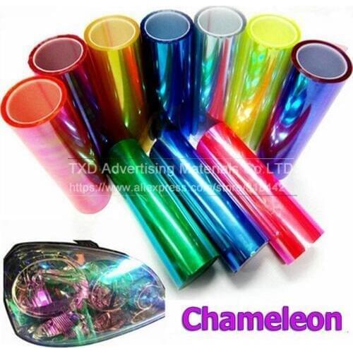 Good quality (0.3x9m/Roll) Transparent Rainbow Effect Car Light Chameleon Headlight Film Taillight Tint Film Vinyl Color Change