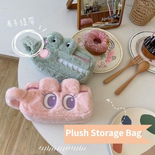 Ins Korean Plush Cute Pencil Bag Kawaii Large Capacity Pencil Case Pen Bag Pencils Pouch Back To School Office Stationery