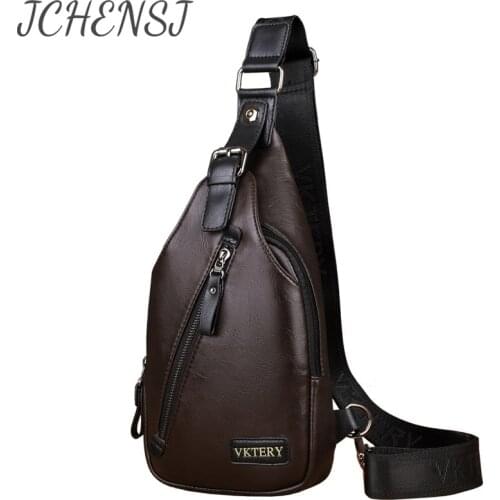 JCHENSH Large Capacity Mens Shoulder Bag PU Leather Male Cross Body Bags Luxury Business Travel Men Chest Bag