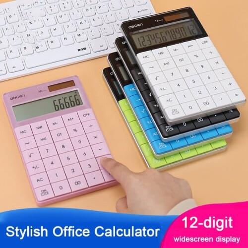 New Product Deli 1589 Calculator Big Key Solar Office Business Colorful Portable Tablet Calculator Business Office Computer