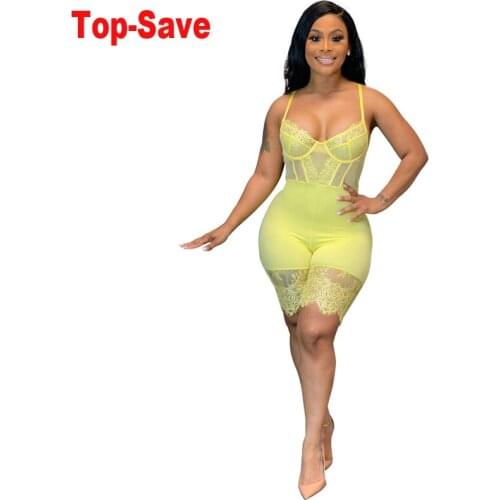 Fashion Bodystocking Lace Playsuit Casual Sexy Jumpsuit Women Birthday Outfits Hollow Night Club Party Overalls Ladies Rompers