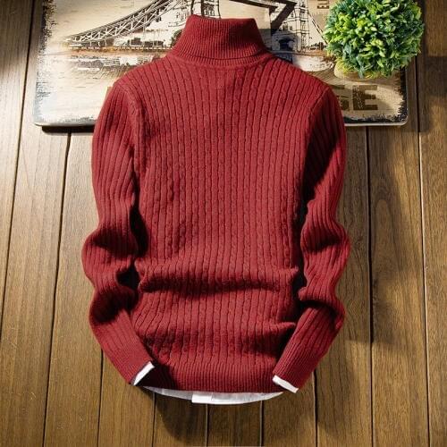 Fashion Red Sweaters Men Mens Sweater 2019 Autumn Winter Warm Thick Slim Fit Men Pullover Trend Knitted Sweater Men Sweater
