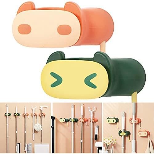 Cartoon Sticky Mop Hook Bathroom Sticker Wall Mounted Broom Hanger For Home Storage Organizer Hanger Accessories