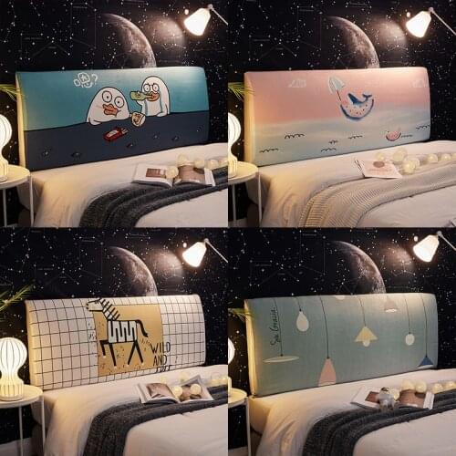 Solid Color Plush Thicken Elastic All-inclusive Bed Head Cover Bed Head Back Protection Dust Cover Headboard Cover