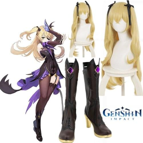 Game Genshin Impact Cosplay Halloween Fischl Cosplay Wig Genshin Impact Fischl Cosplay shoes Cosplay Fischl boots customize size
