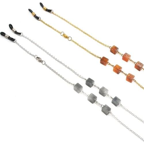 Stainless Steel Furnace Vacuum Plating Glasses Chain Resin Bead Sunglasses Chain Presbyopic Color Preserving Designer Style