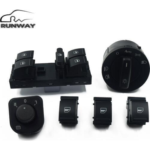 Mirror switch headlight switch window switch Control Button for Volkswagen VW jetta mk5 golf 5 6 tiguan passat b6 CC 6PCS/SET