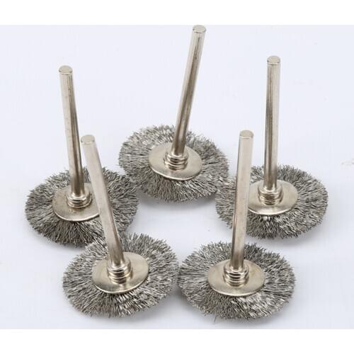 5pcs/set 25mm Diameter Polishing Wire Brushes Stainless Steel Dremel Accessories Drill Rotary Grinding Tools Remove Metal Craft