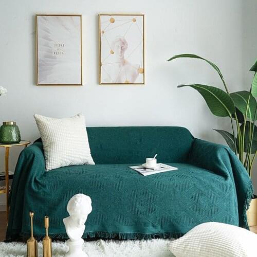Sofa Towel Cotton Linen Fabric Jacquard Single Double Three-Seat Sofa Cover Decorative Home Couch Comforter