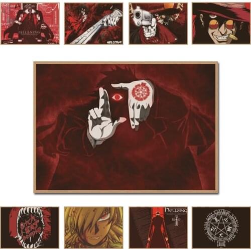 30x42cm Hellsing Retro Kraft Paper Poster Alucard Big Classic Anime Posters Brown Paper Vintage Wall Decor Decorative Art Draw
