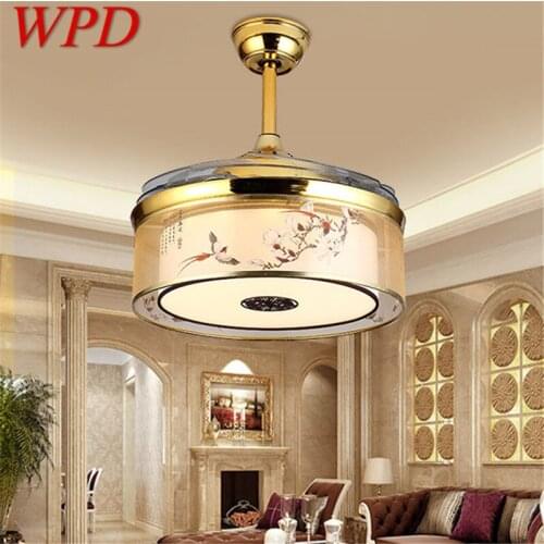 WPD Ceiling Fan Lights Lamps Remote Control Without Blade Modern Gold LED For Home Dining Room Restaurant