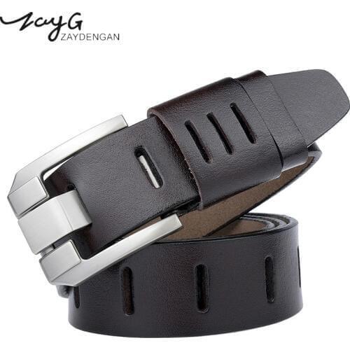 Cowhide genuine leather belts for men brand male pin buckle jeans high quality leather belt men cowboy mens belt luxury designer