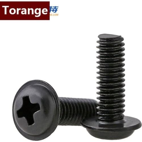 PWM Black round head with pad screw, screw, black zinc white nickel M2M2. 5M3M4 500Pcs