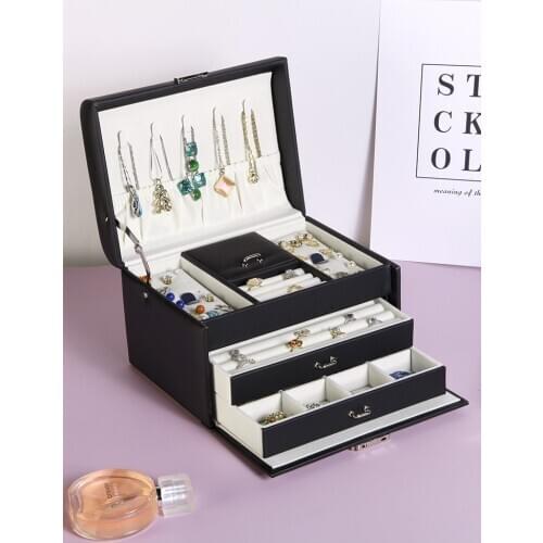 Jewelry box contains large capacity jewelry earrings earrings simple and exquisite necklace rings home high end jewelry box