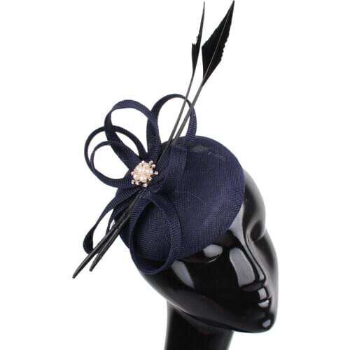 New Design Women Feather Fascinator Hat Elegant Party Show Accessories Millinery Hats Hair Clips Fashion Headwear Chapeau Church
