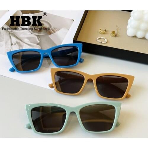 HBK New Fashion Sunglasses Women Men Small Square Ladies Vintage Luxury Brand Sun Glasses Female Travel Driving Shades Black