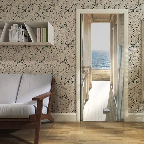 Modern Art Door Stickers Pattern Living Room Door Stickers Home Decoration Accessories Pegatina Puerta Home Design EH50DS