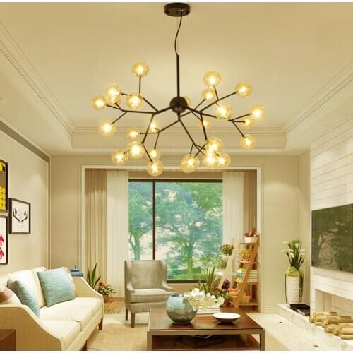 Post-modern Nordic living room glass ball pendant light creative designer restaurant bedroom fashion art branch pendant lamp
