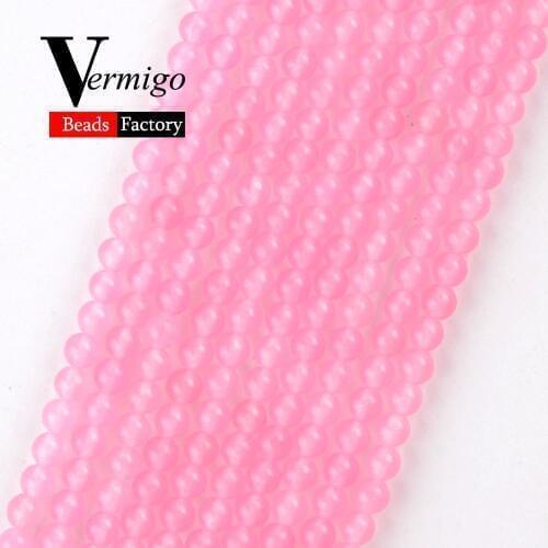Light Pink Jades Round Stone Beads For Needlework Jewelry Making 3mm Spacer Loose Beads DIY Necklace Bracelet Accessories 15"