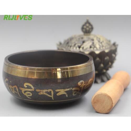 9.5Cm Yoga Tibetan Singing Bowl Himalayan Hand Hammered Chakra Meditation Religion Belief Buddhist supplies Home Decoration