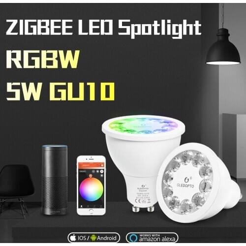 Zigbee Smart Home RGB Warm White Light 5W GU10 LED Spotlight AC100-240V Work with Alexa Echo Plus Smartthings Tuya