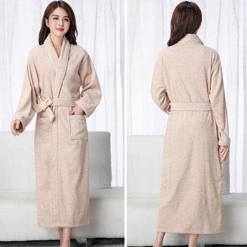 Winter Warm Robe Women Hoody Coral Fleece Thermal Bathrobe Thick Flannel Nightwear Bath Robe Sleepwear Dressing Gown