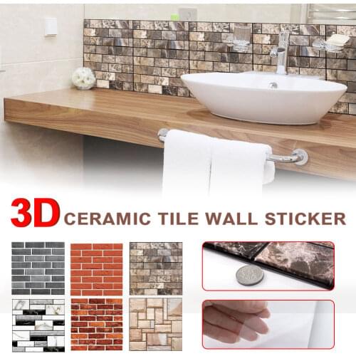 3D Waterproof Self Adhesive Wallpaper Stickers Peel and Stick Backsplash Tiles Kitchen Bathroom Heatproof Mosaic Vinyl Stickers