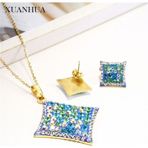 XUANHUA Geometric Necklace Set Of Earrings For Women Stainless Steel Woman Jewelry Sets Jewellery Accessories Bohemian
