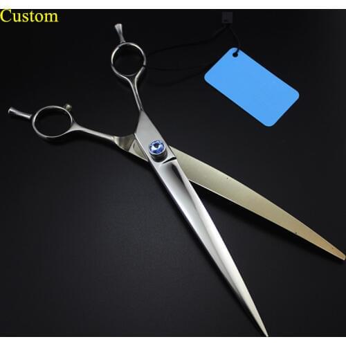 Custom Japan 440c Left handed 8'' Two-tailed Pet dog grooming hair scissors pet shears dog cutting berber hairdressing scissors