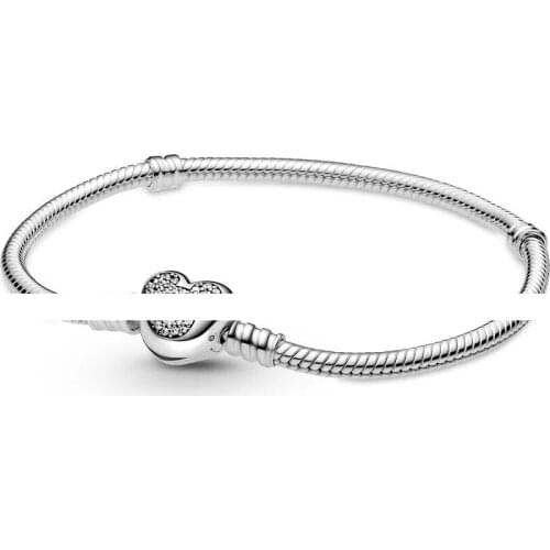 925 Sterling Silver Moments Dis Mouse Heart Snake Chain Fashion Bracelet Fit Pandora Women Bead Charm Bangle Gift DIY Jewelry