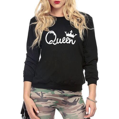 2017 S-XL New Autumn Women Hoodies Casual Winter Fashion Crown Printed Sweatshirts long sleeve Pullover Tops