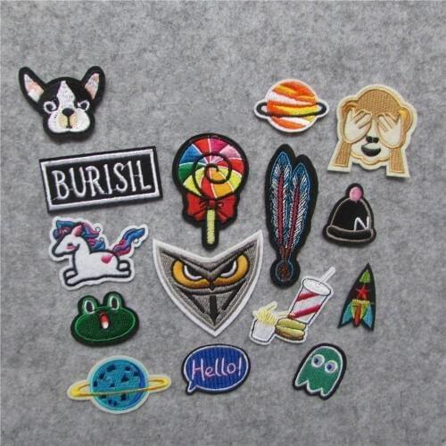 1Set Mixed Unicorn Letter Stickers Patch Cat Kids Iron On Cartoon Patches Embroidered Cute Patches For Clothes Jeans Applique