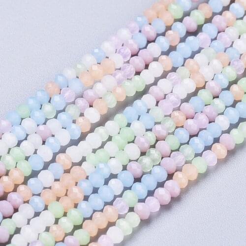 20 Strand 3mm Colorful Opaque Glass Beads Strands Rondelle Faceted Beads for jewelry DIY making ,about 185pcs/strand