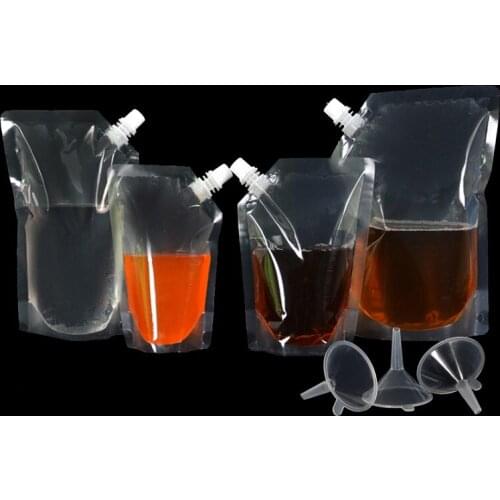 500pcs 500ml Standup Plastic Drink Packaging Bag Spout Pouch for Beverage Liquid Juice Milk Coffee Clear Bag W0001