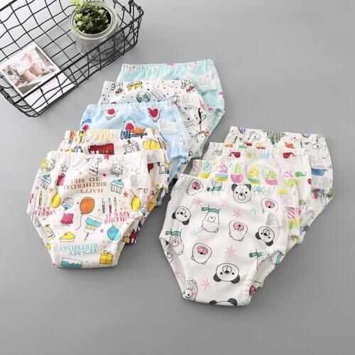 6 Layers Crotch Baby Training Diaper Pants Reusable Washable Leak-proof Potty Training Pants Underwear Cotton Diaper Cover