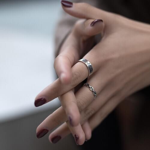925 sterling silver Thai silver jewelry with opening retro ins 12 hour Roman numerals ring temperament not fade no allergic Ring