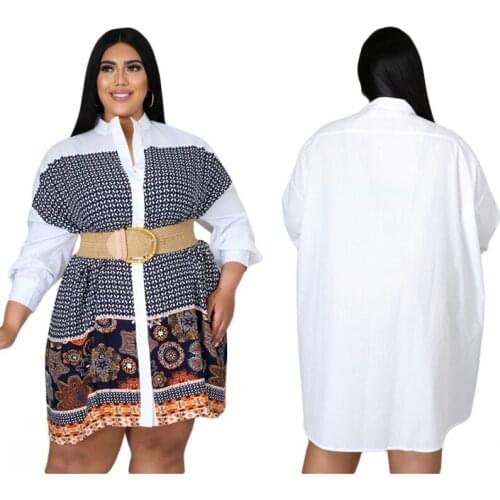 African Womens Long-Sleeved Shirts Africa Tops Mujer Urban Casual Autumn Blouses Printed Loose Mid-Length Button White Shirt