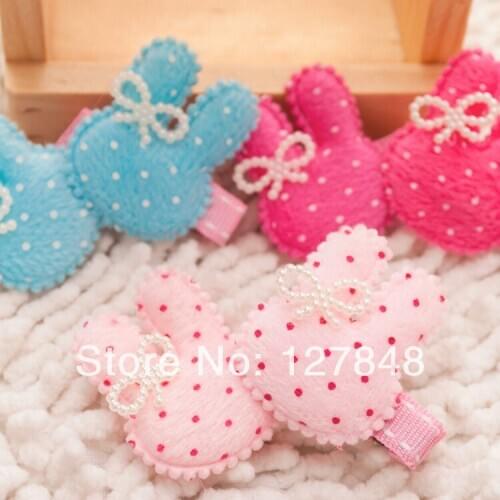Pet accessories Pink fluffy rabbit pet hairpin pet dog hair clips 40pcs/lot