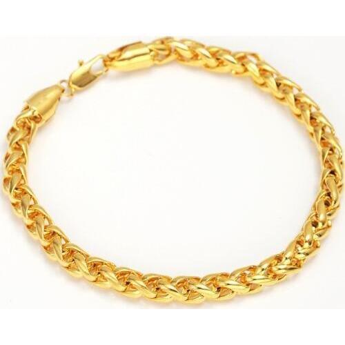 Bangrui New Big Twisted Chain Bracelet Gold filled 21cm Wholesale 6MM Width Rope Chain Mens Bracelet Jewelry