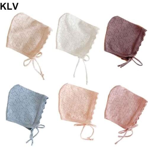 Baby Girl Hats Cotton Solid Color Baby Hats & Caps For 0-24 Months Newborn Babies Knitted Hat With Lace Flowers 0-2 Years