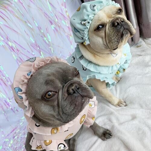 Baby Style Pet Dog Summer Cool Clothes for Small Dogs Pets Cotton Clothing with Hat French Bulldog Pug Cute Costume S-2XL