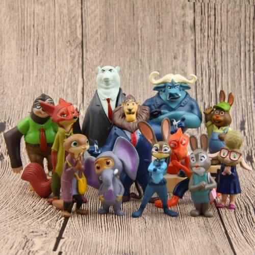 Disney Movie Zootopia Cartoon Aiunci Toys 12pcs/lot 4~7cm Nick Fox Judy Zootropolis Utopia Animal PVC Action Figure Toys Dolls
