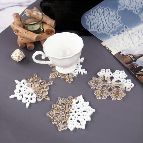 Snowflake Coaster Mold Handmade Home Decor Cup Mat Hollow Snow Shape Wine Glass Tray DIY Epoxy Resin Accessories