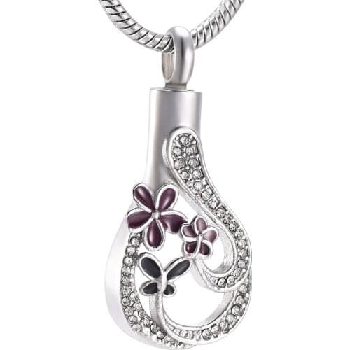 IJD9973 Little petal Stainless Steel Cremation Necklace Memorial Ashes Keepsake Urn Pendant For Pet/Human Funeral Jewelry