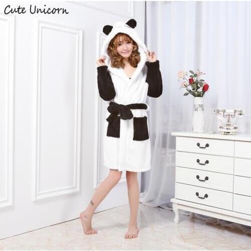 Cute Unicorn unisex Panda Gown Cartoon Robes for women Long Sexy robe Animal Sleep Robe homewear Bathrobe Women Nightgown