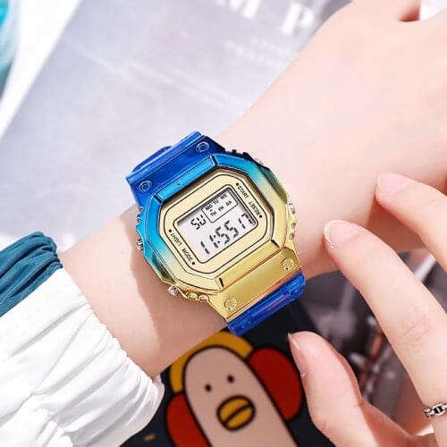 2021 Fashion Men Women Watches Colorful Casual Transparent Digital Sport Watch Gift Clock LED Luminous Wristwatch Female Clock