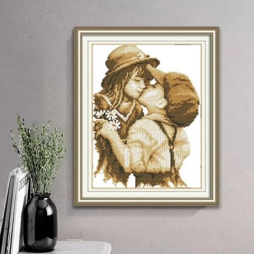 New Needlework DIY Arts Cross Stitch Sets For Embroidery Kits First Kiss Pattern Counted Bead Cross-Stitching Home Decor